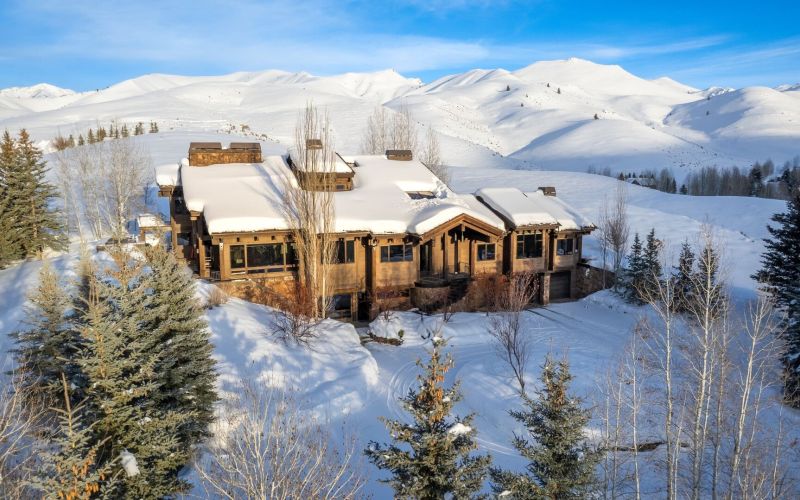 view of our snowy Sun Valley, Idaho cabin rental